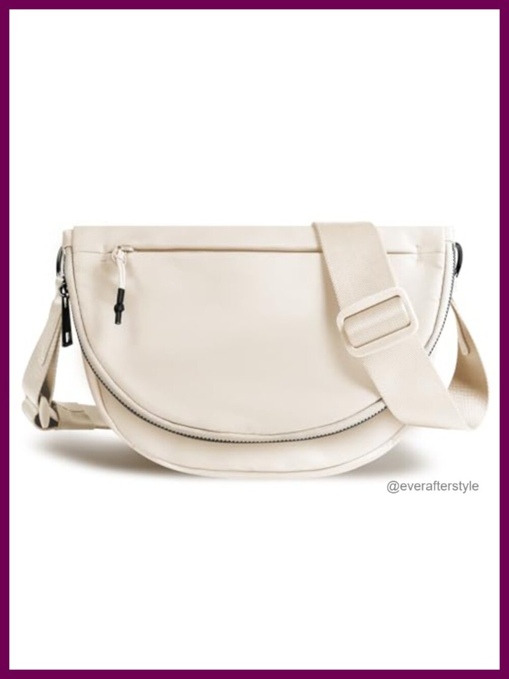 Lightweight Nylon Crescent Crossbody Bag Adjustable Strap Water Resistant
